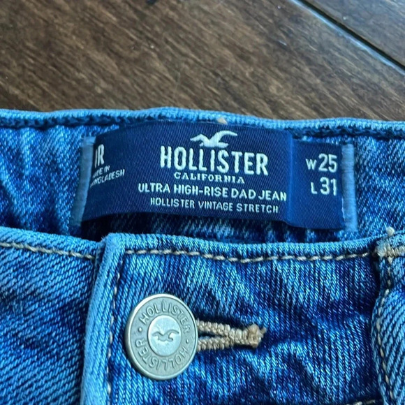 Hollister Ultra High Rise Dad jeans Carpenter Stretch Denim Womens 25 waist (1R) - Picture 2 of 10